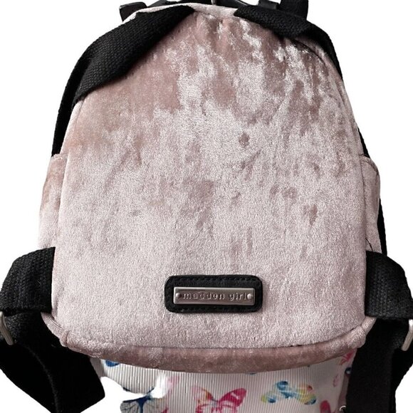 Madden Girl Pale Pink Crushed Velvet Purse Backpack Silver Studs Detail Women’s main image 11